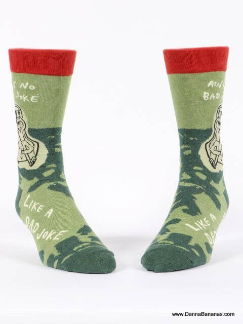 A front view of Ain't No Bad Joke Like A Dad Joke Men's Socks