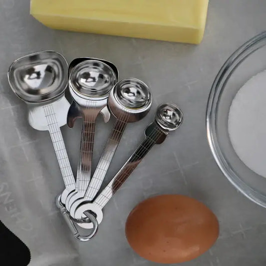 Guitar Measuring Spoons with eggs and butter