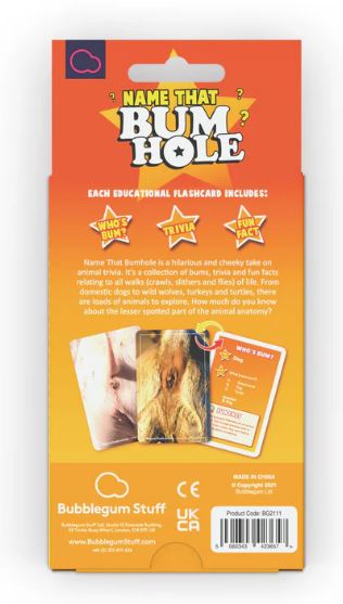 Name That Bum Hole Card Game Box Back