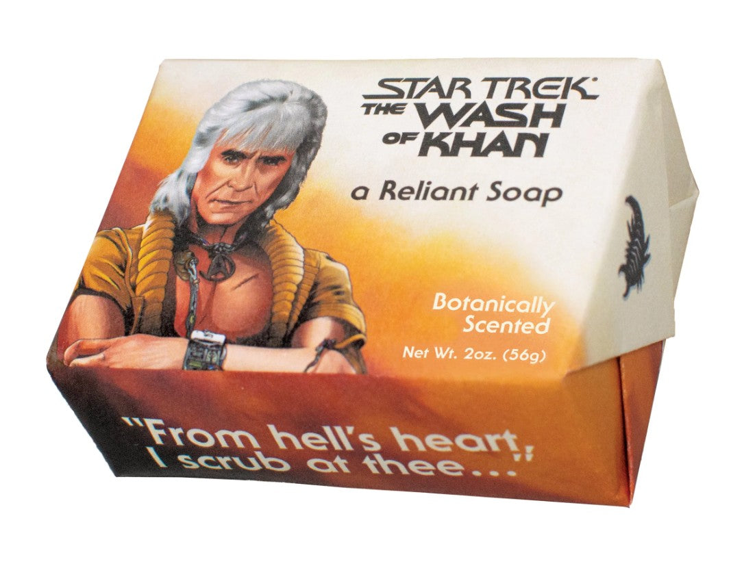 Star Trek The Wash of Khan bar soap wrapped in a Star Trek themed wrapper.
