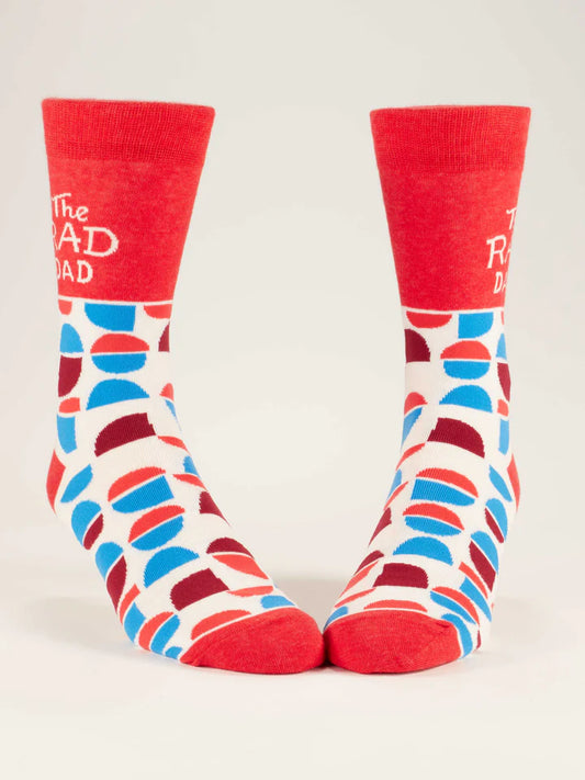 The Rad Dad Men's Socks with colorful '80s pattern, perfect for Father's Day gifts in sneakers or sandals