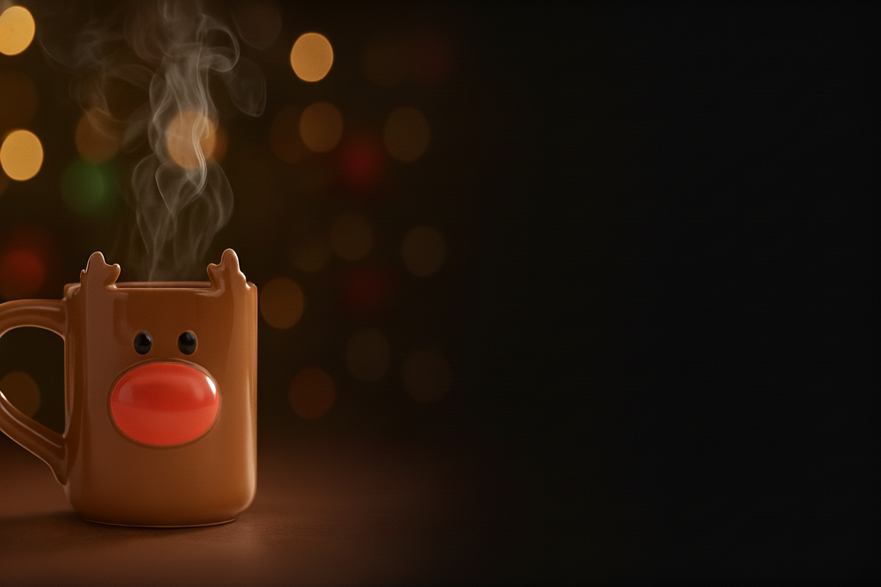 Funny Christmas gifts - Reindeer Heat Change Mug by Danna Bananas - Nano Banana collection steaming