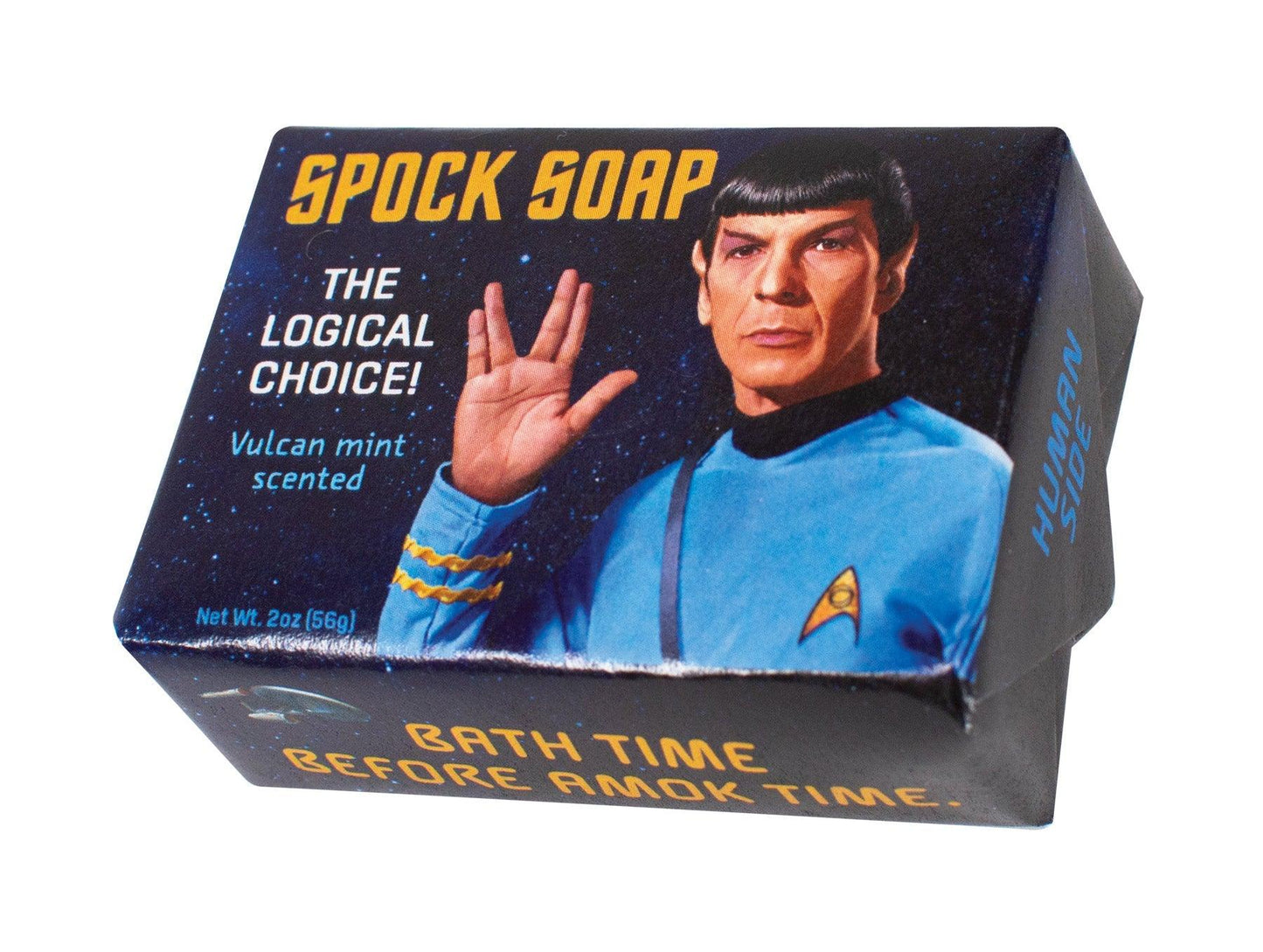 Spock Soap the Logical Choice. Soap wrapped in a Star Trek Themed wrapper  showing Spock.