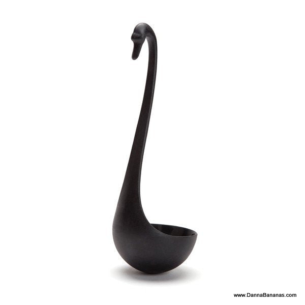 Black swan-shaped soup ladle