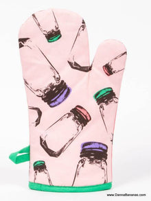 The Bitch I Am The Secret Ingredient Oven Mitt has salt shaker bottles on the back of it