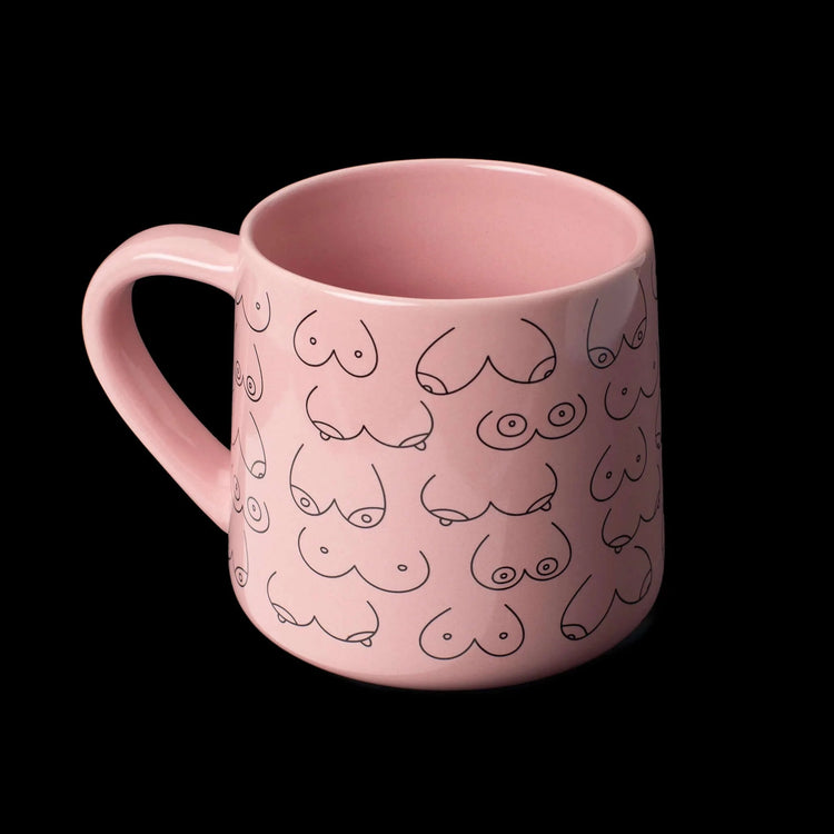 A mug featuring different breast sizes.