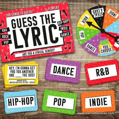 Guess The Lyric Trivia Music Game Box Contents