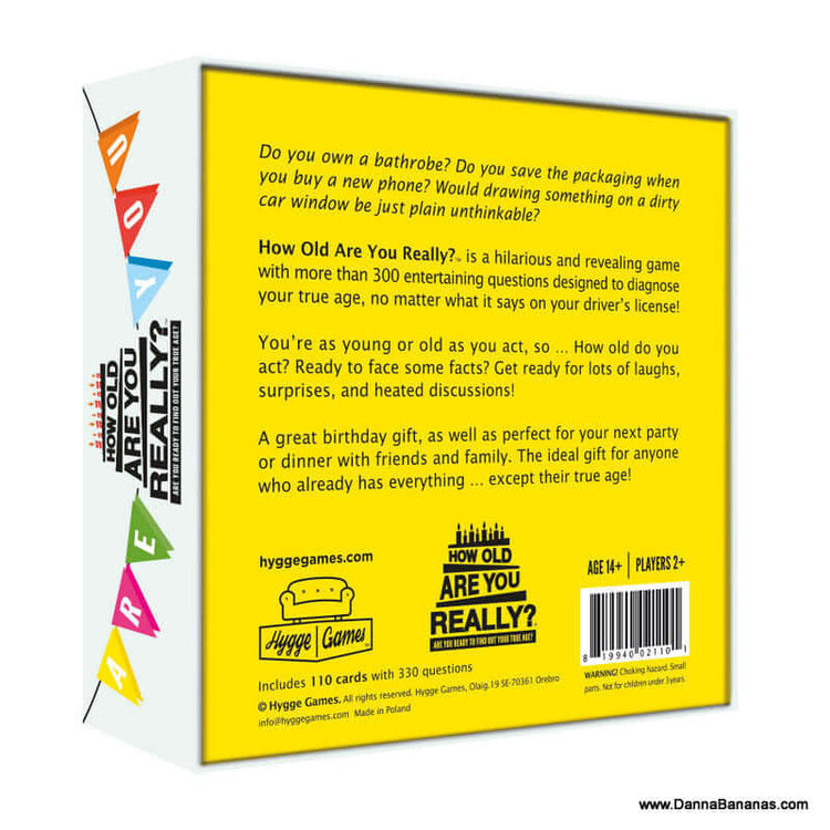 How Old Are You Really? Are You Ready To Find Out Your True Age? Board game. Back of the board game