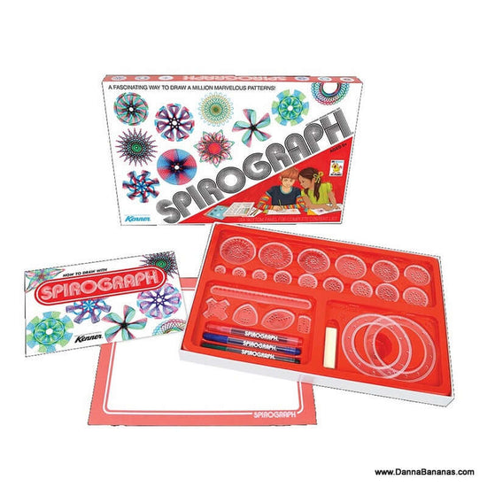 All contents of the Spirograph set