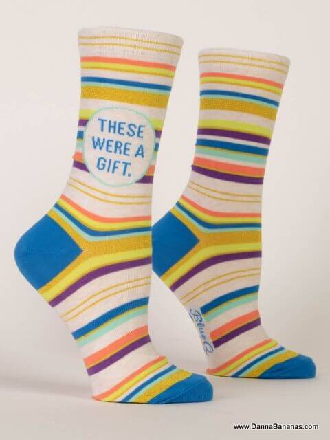 These Were A Gift Women Crew Socks have stripes and the text: These Were A Gift Women Crew Socks written on them