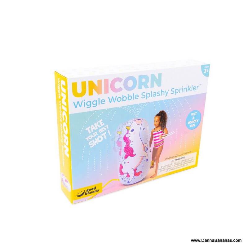 Box of Unicorn Splashy Sprinkler – inflatable summer toy for kids ages 3 and up