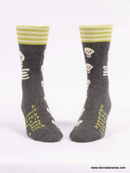 I Almost Died, But It Was Just a Cold Men's Crew Socks Front Picture